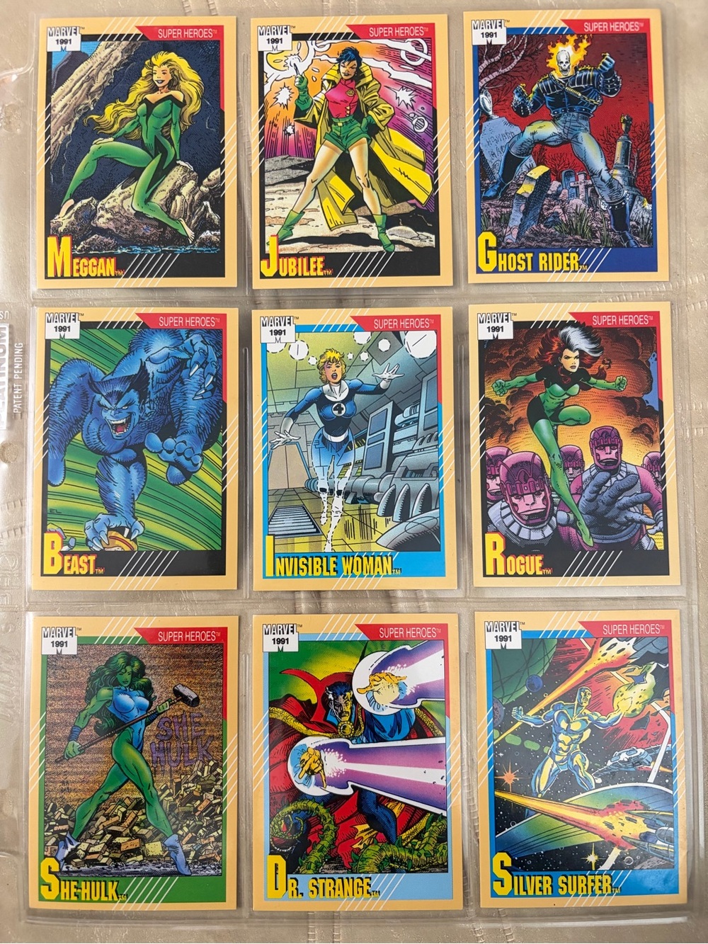 Topps Home Games Marvel Cards — Yellow, Blue, Green, Pink